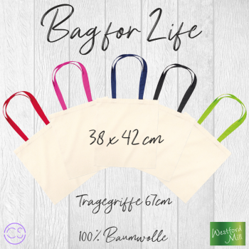 Baumwolltasche mit farbigen Henkeln